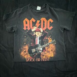 AC/DC Women’s Black Tee with Bold Orange Flames